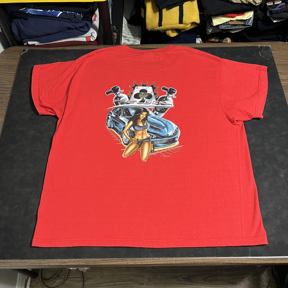 Drag Race No Fear Cars Shirt 3XL Vintage JNCO Pinup Racing Nitrous Oxide Anime